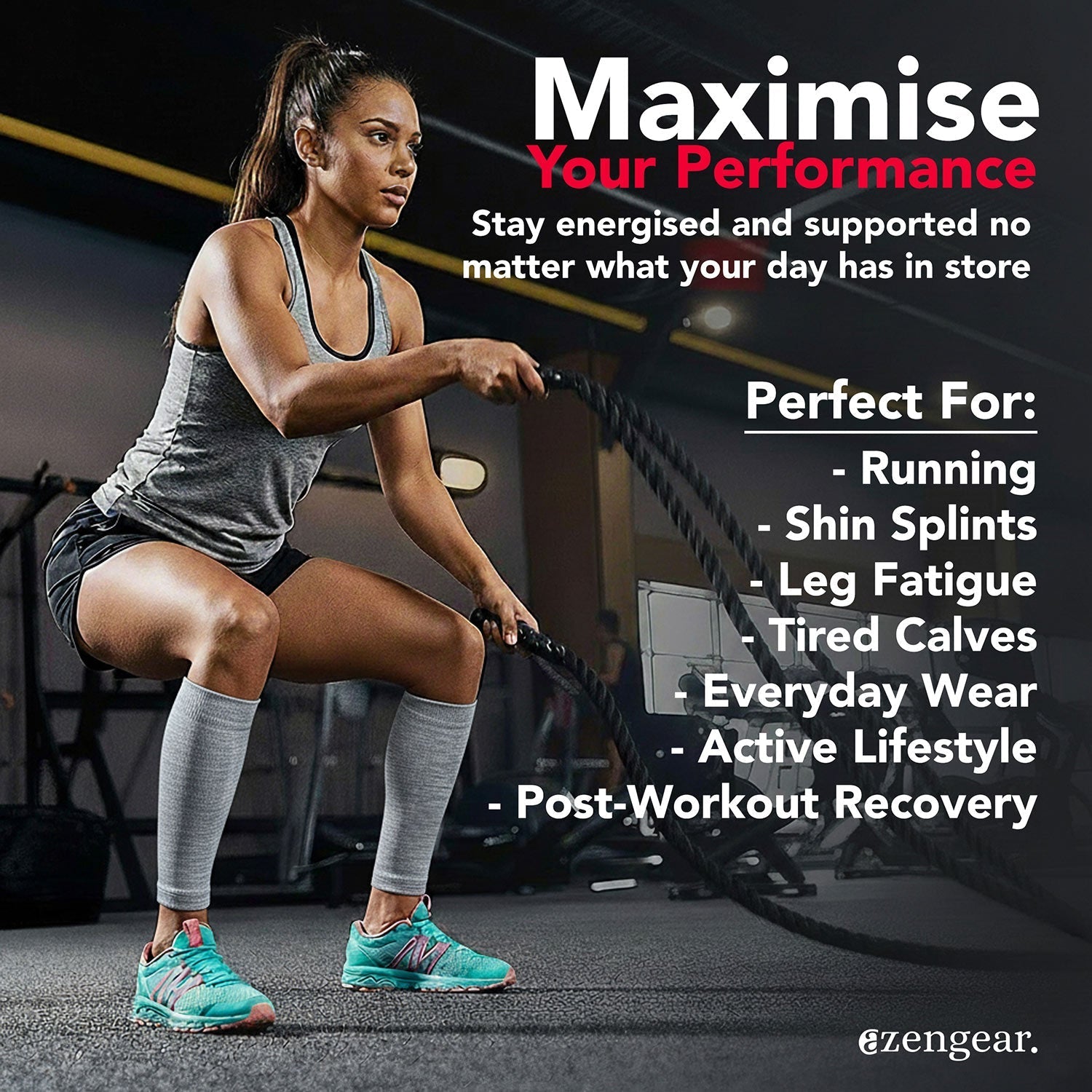 Calf Support Compression Sleeves (Pair) for Women, Men, Running | 20-30mmHg