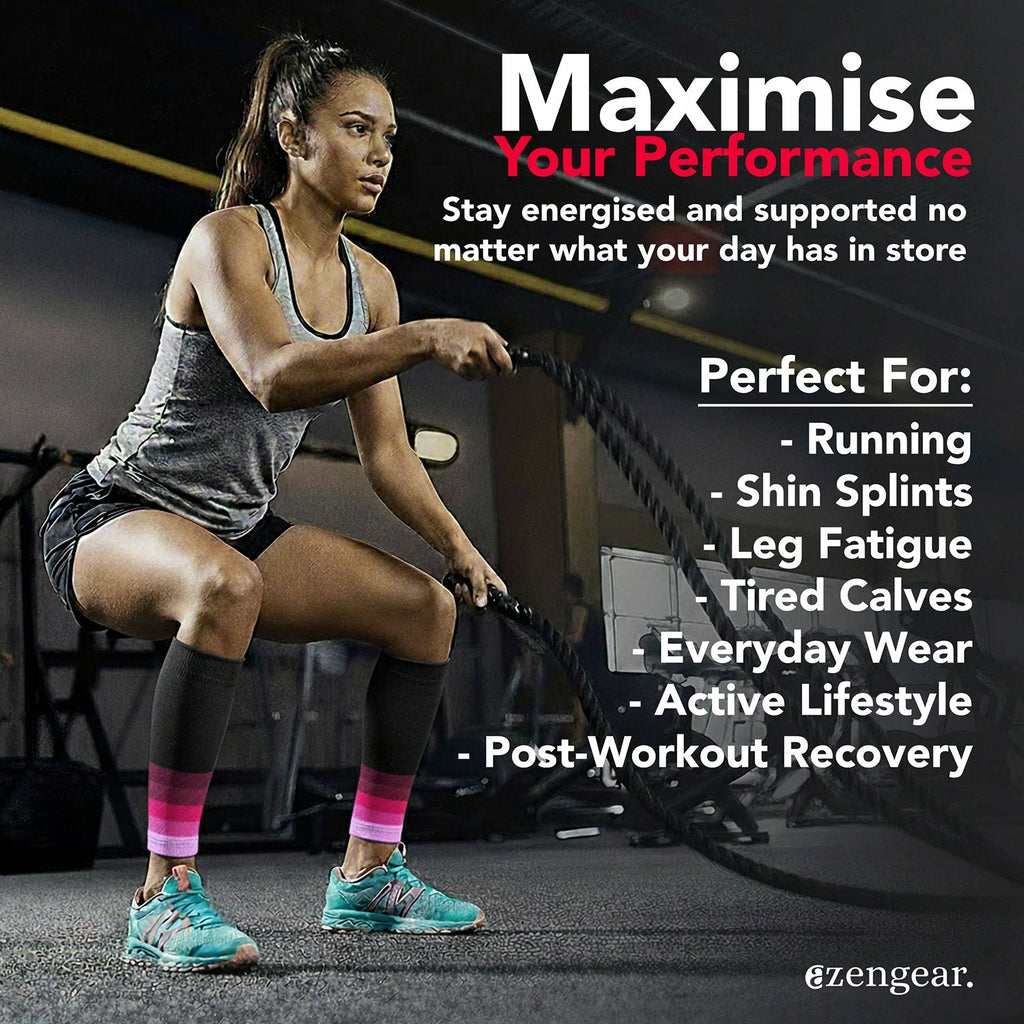 Calf Support Compression Sleeves (Pair) for Women, Men, Running | 20-30mmHg