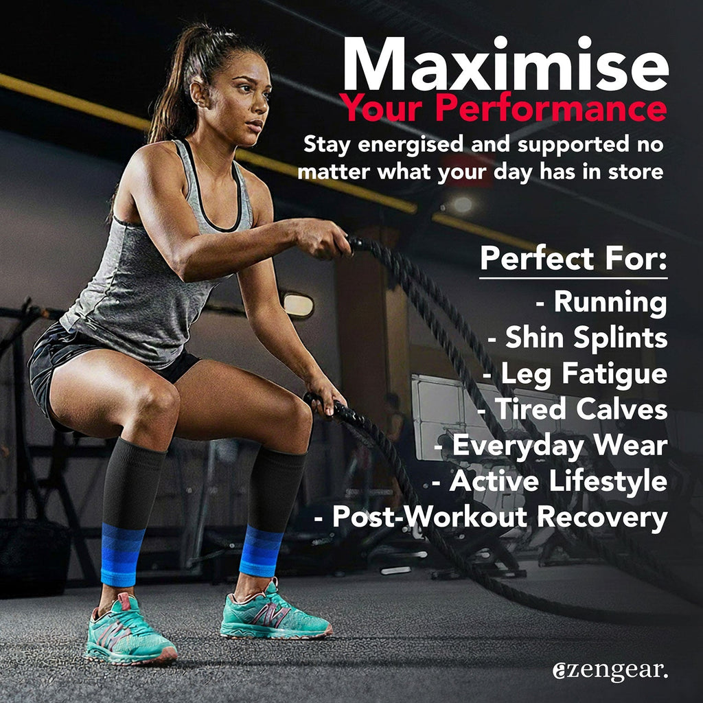 Calf Support Compression Sleeves (Pair) for Women, Men, Running | 20-30mmHg