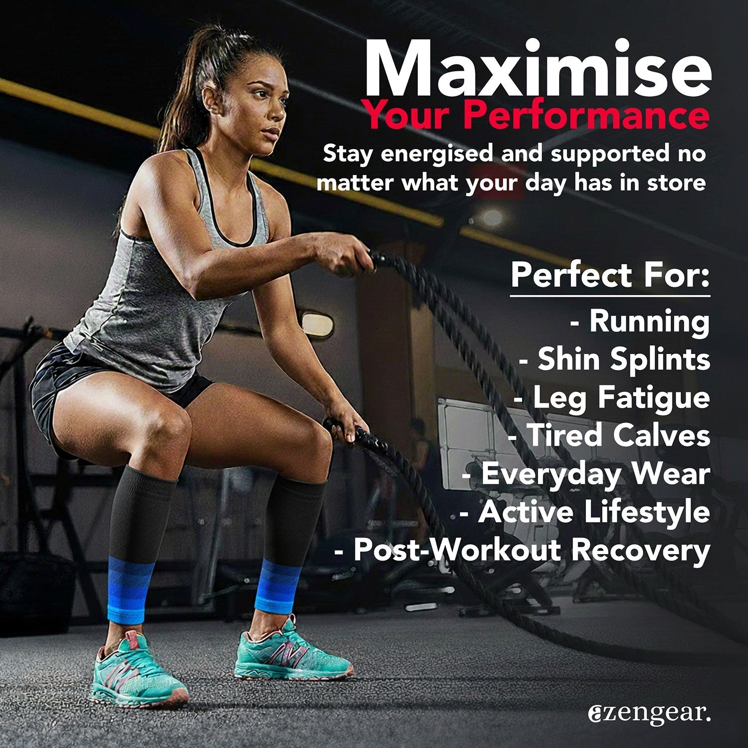 Calf Support Compression Sleeves (Pair) for Women, Men, Running | 20-30mmHg